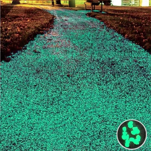 Miniatura 6 de Oubest - Piedras que brillan en la oscuridad / Guijarros que brillan / Piedras que brillan con decoración azul para jardín / Tanque de peces / Verde
