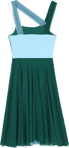 Miniatura 4 de Vestido de baile asimétrico de malla para mujer, vestido de baile lírico con bloques