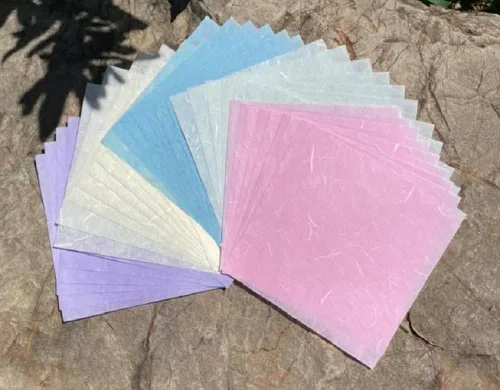 Miniatura 12 de 50 hojas de papel de fibra natural de morera de 6 x 6 pulgadas, papel cuadrado para origami, papel para manualidades, papel para plegado, papel