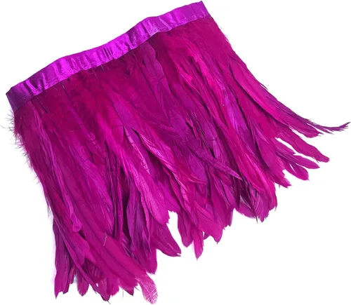 Miniatura 6 de 2 yardas de flecos de plumas hackle de gallo de 8-10 pulgadas, ribete de plumas para costura y manualidades, decoraciones de bricolaje - Negro