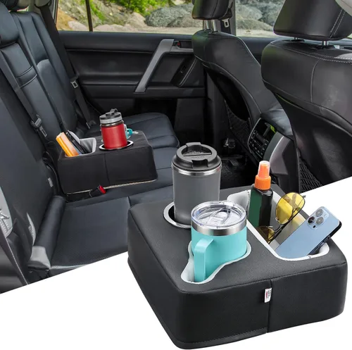 KEMIMOTO Portavasos de asiento trasero para automóvil, portavasos para sofá, organizador para auto, camión, barco, bandeja expansora para sofá, cama