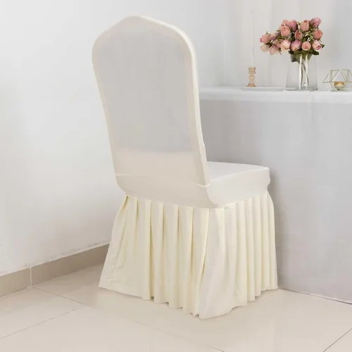 Miniatura 30 de Efavormart 1 juego de fundas para sillas de banquete con volantes y falda plisada de spandex blanco, fundas elásticas lavables con bolsillos