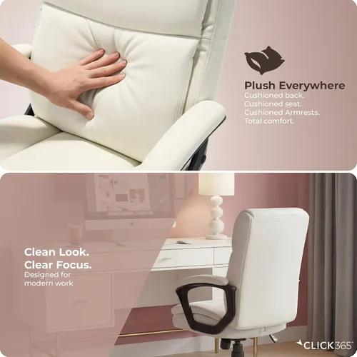 Miniatura 6 de Transform 2.0 Silla de oficina ergonómica, silla de escritorio con respaldo medio con brazos acolchados, soporte lumbar, altura ajustable, Blanco
