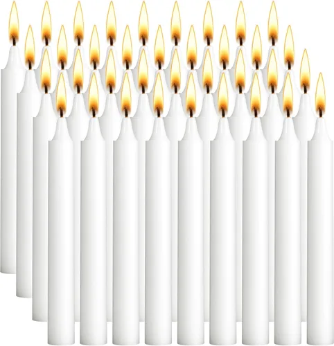Miniatura 19 de Viyffo Paquete de 20 velas cónicas blancas, mini velas sin goteo de 4 pulgadas, sin perfume, tiempo de combustión de 1.5 horas para rituales