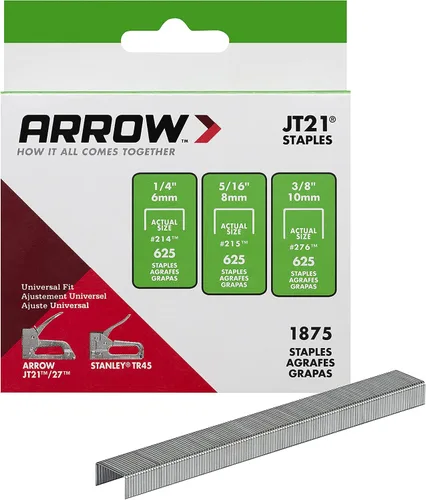 Miniatura 2 de Arrow Paquete múltiple de grapas de alambre fino 21MP1 JT21 para pistolas de grapas y grapadoras, uso para tapicería, paquete 1875 y Arrow 508 Heavy