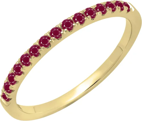 Dazzlingrock Collection Anillo de boda elegante con piedras preciosas o diamantes redondos para mujer en oro macizo