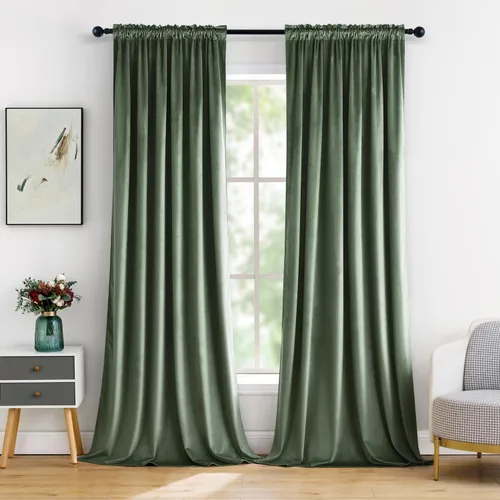 Miniatura 21 de MIULEE - Juego de 2 paneles de cortinas negro opacas y térmicas de terciopelo para la sala de estar y dormitorio, con bolsillo para cortinero, de 63