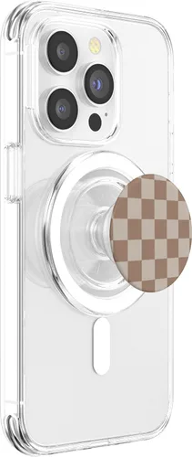 Miniatura 3 de Cute Classic Dark Brown Checkered Big Checkerboard PopSockets MagSafe PopGrip para iPhone