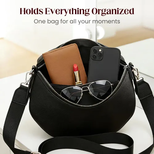 Miniatura 5 de Large Fanny Pack Crossbody Sling Bags,Crossbody Bags for Women Large Vegan Leather Bum Bag with Coin Purse (Black)