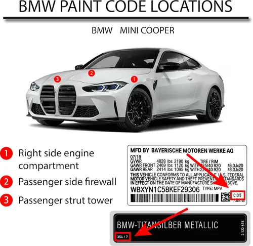 Miniatura 3 de R&E Paint Supply 850, blanco pimienta para BMW OEM emparejado pintura