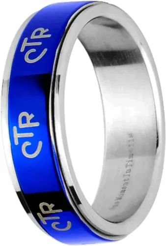 Miniatura 2 de J38C Tamaño 12 Anillo Spinner Azul Mormón LDS CTR