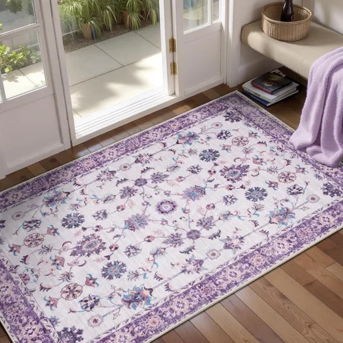 Miniatura 147 de Tangsoo Alfombra lavable para pasillo, antideslizante, 2 x 6 pies, estilo bohemio, floral, vintage, para entrada, suelo suave, para cocina, baño