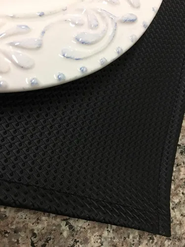 Miniatura 2 de Luvfabrics Manteles individuales de mesa semiperforados con textura elevada y diseño de diamante negro para inauguración de la casa, fiestas al aire