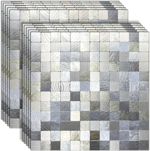 Miniatura 6 de 10 hojas de azulejos en muro para cocina, azulejos autoadhesivos, para pegar en tocadores de baño, decoración de chimenea, mesa de lavandería