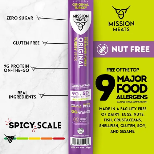 Miniatura 2 de Mission Meats - Snacks Keto sin azúcar, palitos de pavo de gama libre enteros 30 sin gluten, sin MSG, nitrato y nitrito, paleo, bocadillos