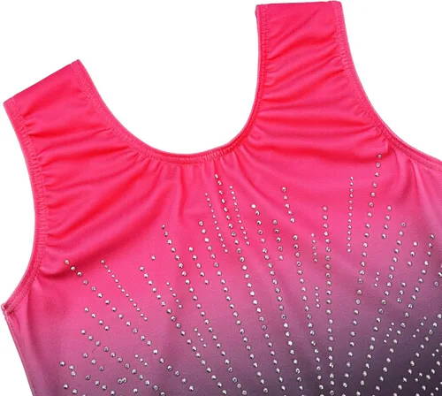 Miniatura 4 de BAOHULU Leotardo de gimnasia para niñas con diamantes brillantes para danza de ballet