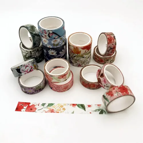 Miniatura 4 de Juego de 20 rollos de cinta washi floral de 0.591 in de ancho, cintas decorativas de papel para álbumes de recortes, diario, planificador
