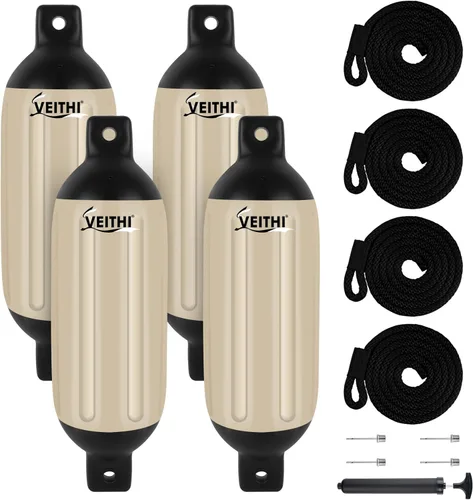 Juego de 4 guardabarros para barco de 4.5/5.5/6.5/8.5/10/16 pulgadas, parachoques de vinilo con ojos gemelos acanalados, parachoques para barco para