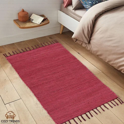 Miniatura 7 de COZY TRENDS Alfombra trenzada a mano, estilo indio, tradicional, colorido, de algodón, Chindi, decoración del hogar, 24 x 36 pulgadas, con flecos