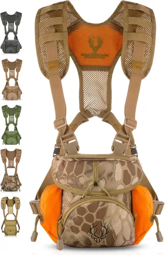 Miniatura 10 de Arnés para binoculares – Aparejo ligero de caza con bolsa de telémetro, sistema MOLLE arnés bino para caza de arco, mochila táctica para hombres