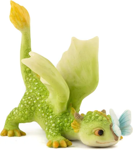Miniatura 3 de Top Collection Rex The Green Dragon - Mini figura coleccionable de fantasía (Jugando con mariposa)