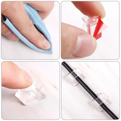 Miniatura 3 de Maitys 60 Piezas Clips para Cables de Exterior Ganchos Adhesivos de Navidad Gestión de Cables Clips de Luz de Alambre Organizador Ocultador