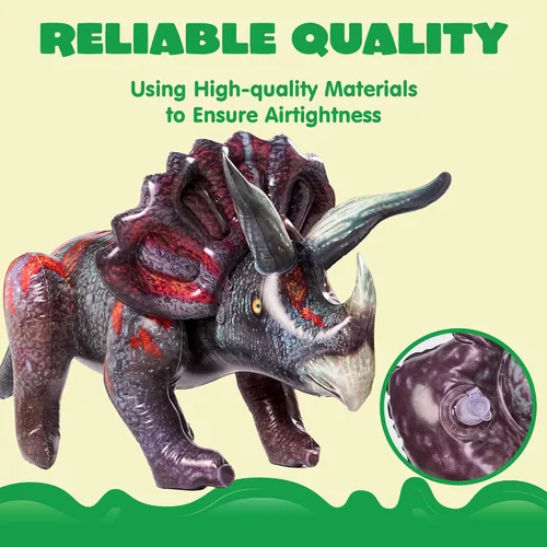 Miniatura 3 de JOYIN Juguete inflable de dinosaurio Triceratops de 43 pulgadas para decoraciones de fiesta, regalo de fiesta de cumpleaños para niños y adultos