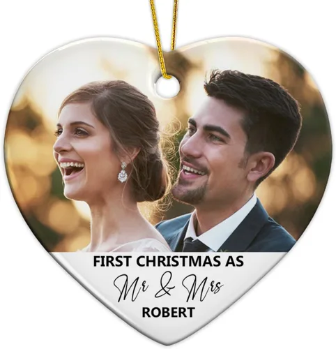 Miniatura 17 de Adorno de Navidad con foto personalizada 2025 para la familia, aniversario como el señor y la señora abuelos, carga cualquier imagen, cualquier foto