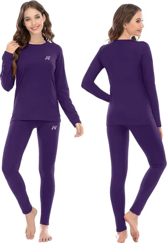 Miniatura 2 de MEETWEE Ropa interior térmica para mujer, conjunto de capa base cálida de invierno superior e inferior, equipo de esquí para clima frío con forro