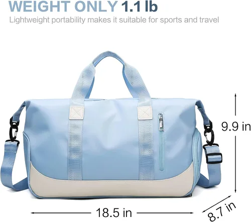 Miniatura 2 de Arouselove Bolsas de lona deportivas para mujeres y hombres, bolsa de gimnasio portátil con bolsillo húmedo y compartimento separado para zapatos