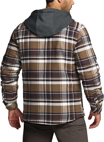Miniatura 3 de CQR - Chaqueta tipo camisa de franela para hombre, de manga larga, cálida para invierno, para exteriores, casual, a cuadros, con bolsillos