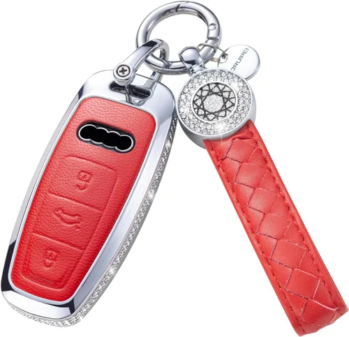 Miniatura 10 de Compatible con Funda para Llavero Audi con Llavero de Cuero Genuino Cristal Protección Completa Carcasa de Llave Compatible con Audi A4 Q7 Q5 TT A3