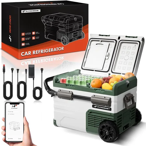 A-Premium Refrigerador portátil de 12 voltios para auto de 39 cuartos de galón (36.7L), refrigerador para el coche con control de aplicación de zona