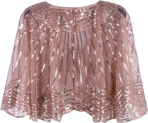 Miniatura 2 de Vijiv Chaqueta estilo vintage de los años 20 adornado chal nupcial chal capelet aleta bolero cubierta para fiesta Gatsby