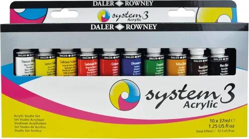 Miniatura 12 de Daler Rowney System3 - Juego de pintura acrílica de 10 tubos para adultos, suministros de pintura acrílica para artistas y estudiantes, pinturas