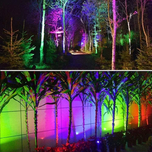 Miniatura 6 de PAR38 - Bombilla LED para proyector, 30 W, cambio de color, luz de paisaje RGB controlada a distancia, regulable E27 a base de lámpara de césped