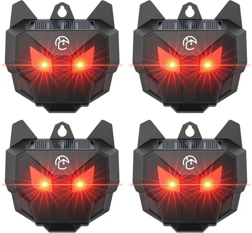 Luces solares de depredador disuasorio de coyote - Repelente nocturno de animales con luces LED intermitentes rojas para gallinero, patio y jardín