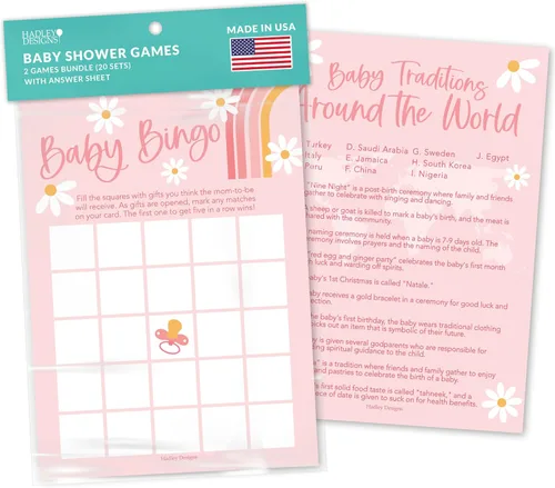 Miniatura 13 de Hadley Designs Juegos de baby shower para 25 invitados, juego de baby shower rosa para niña, juego de baby shower, juego de baby shower verdadero