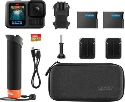 Miniatura 2 de GoPro HERO13 - Paquete de accesorios negros – Incluye el manipulador, 2 baterías de enduro, 2 soportes adhesivos curvos, tarjeta SanDisk MicroSD