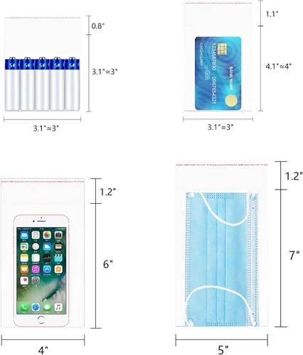 Miniatura 4 de Pequeñas bolsas transparentes para violonchelo de 3 x 3, 200 bolsas autoadhesivas de polipropileno OPP para joyas, aretes, dulces, panadería, velas
