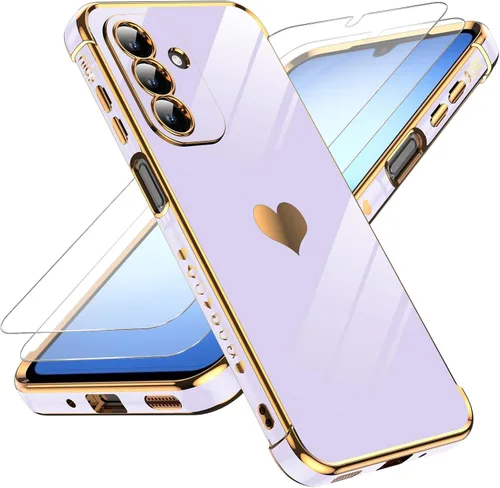 Miniatura 124 de LeYi for Moto G 5G 2025 Case: with Tempered Glass Screen Protector [2 Pcs]+ Full Camera Lens Protection,Love Heart Plating Cute Luxury Soft TPU