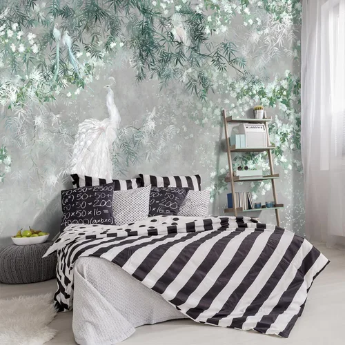 Miniatura 10 de Papel tapiz de tela con paisaje de cascada de lago verde, sala de estar, bosque, montaña, dormitorio, baño, mural de pared - 91 x 65 pulgadas