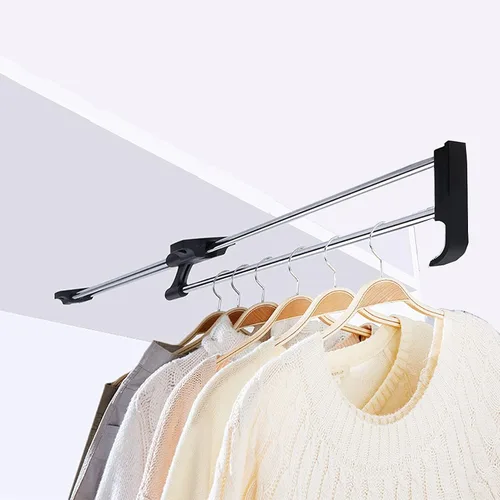 Miniatura 6 de Toallero retráctil resistente para armario, barra extraíble para ropa, riel extensible/organizador de almacenamiento (tamaño : 9.8 in/9.8 pulgadas)