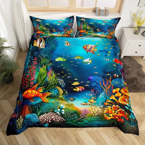 Miniatura 18 de Feelyou Juego de ropa de cama con patrón de sushi, funda de edredón de estilo japonés para niños, niñas, adolescentes, funda de edredón con temática
