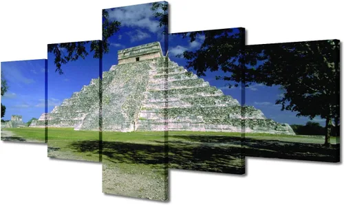 Miniatura 82 de Arte de pared con varios paneles, calendario maya, imágenes de piedra del sol, pinturas de civilización azteca sobre lienzo, sala de estar