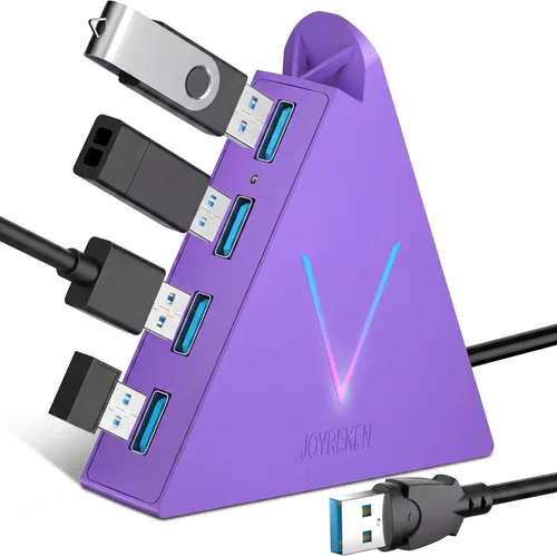 Miniatura 18 de Concentrador USB 3.0, JoyReken Separador USB de 4 Puertos para Laptop, Adaptador de Teclado y Mouse para PS4 Compatible con Xbox, PC, MacBook, Rosa