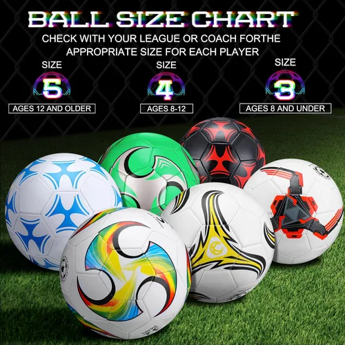 Miniatura 3 de Deekin Balón de fútbol a granel con aguja de bomba de tamaño 5/4/3 desinflado, pelota de fútbol oficial para interiores y exteriores, accesorios
