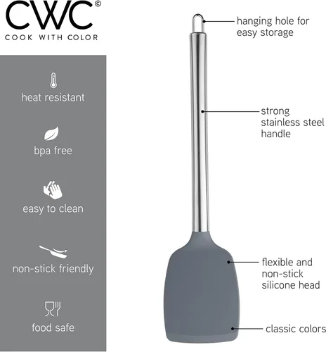Miniatura 6 de COOK WITH COLOR - Juego de utensilios de cocina de silicona, 5 piezas, fáciles de limpiar, utensilios de cocina para batería de cocina antiadherente