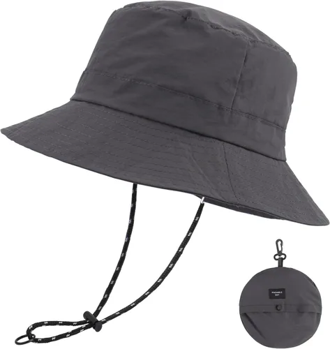 Sombrero de sol para hombres y mujeres, ala ancha, UPF 50+, sombrero de pesca y pescador, impermeable, plegable, sombrero de sol para playa, Gris