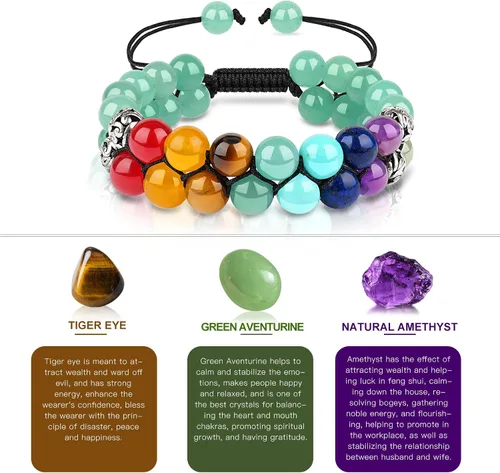 Miniatura 5 de Pulsera de triple protección, ojo de tigre malvado de ojo y obsidiana negra de 0.315 in, pulsera curativa para hombres y mujeres, pulsera curativa